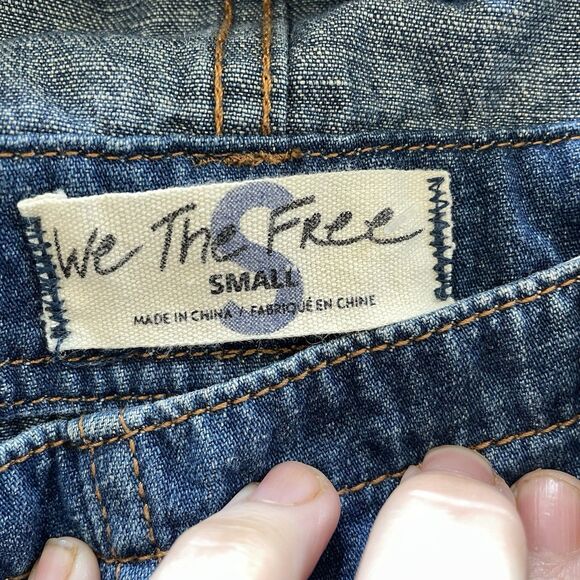 We the Free Free People Denim Overalls Womens Small Patched Carpenter Boho Retro - Picture 9 of 14